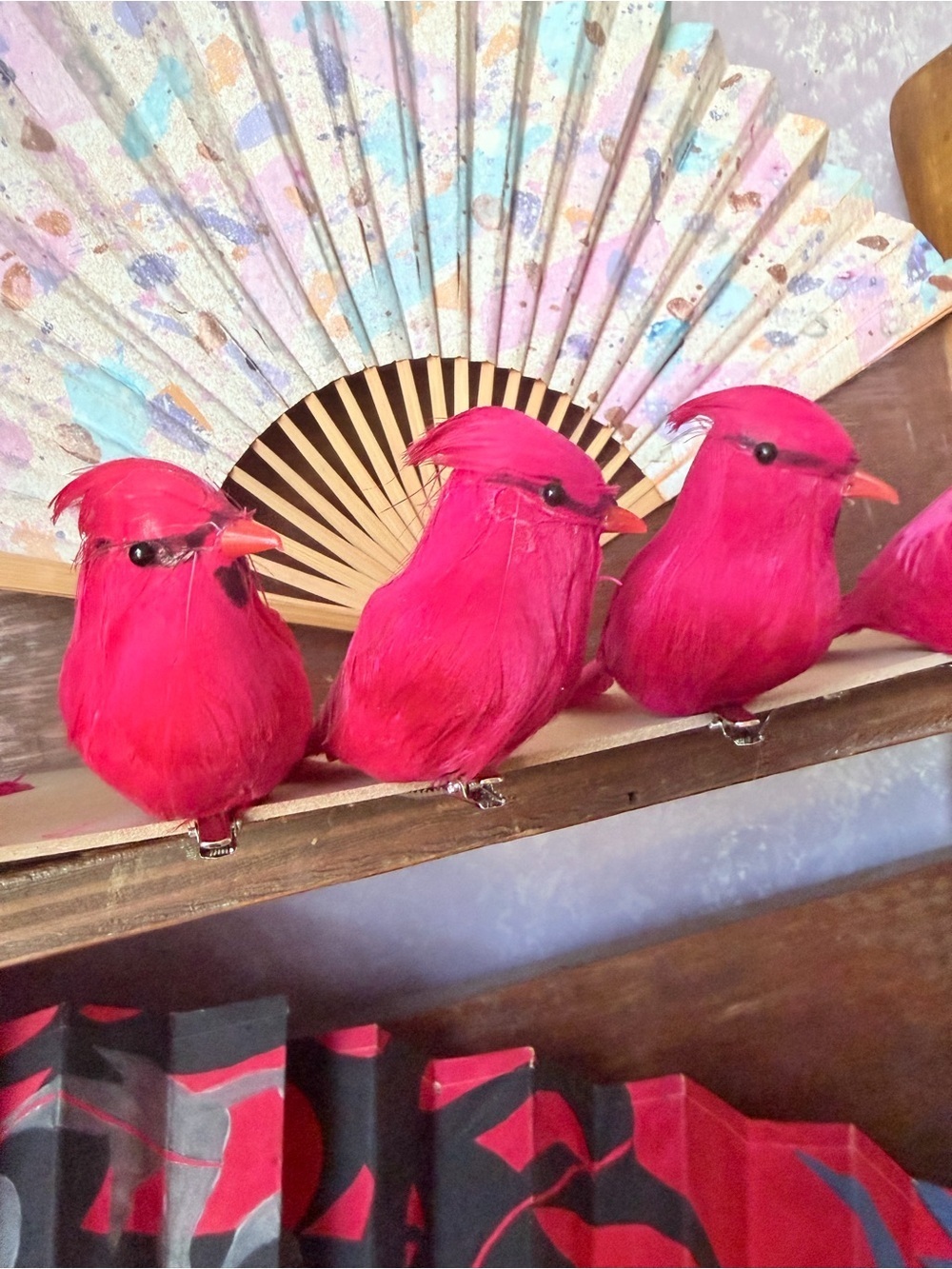 Red Cardinals Bird Clip Ornaments - Set of 6